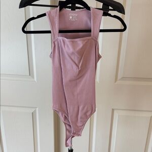 Pink Ribbed tummy control bodysuit